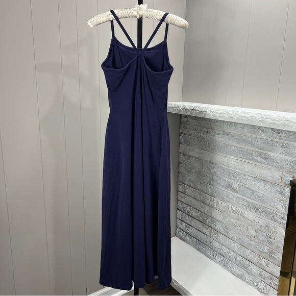 Pact Organic Cotton Halter Shelf Bra Fit & Flare Eclipse Purple Midi Dress M - Picture 3 of 6